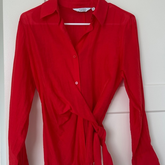 & Other Stories Red Button Down With Wrap - Picture 1 of 2
